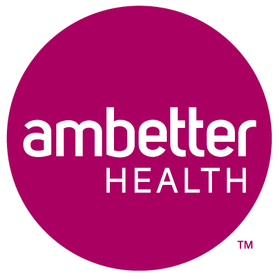 Logo of Ambetter Health with white text on a magenta circular background. The word "ambetter" is in lowercase bold font, and "HEALTH" is written below it in uppercase letters.