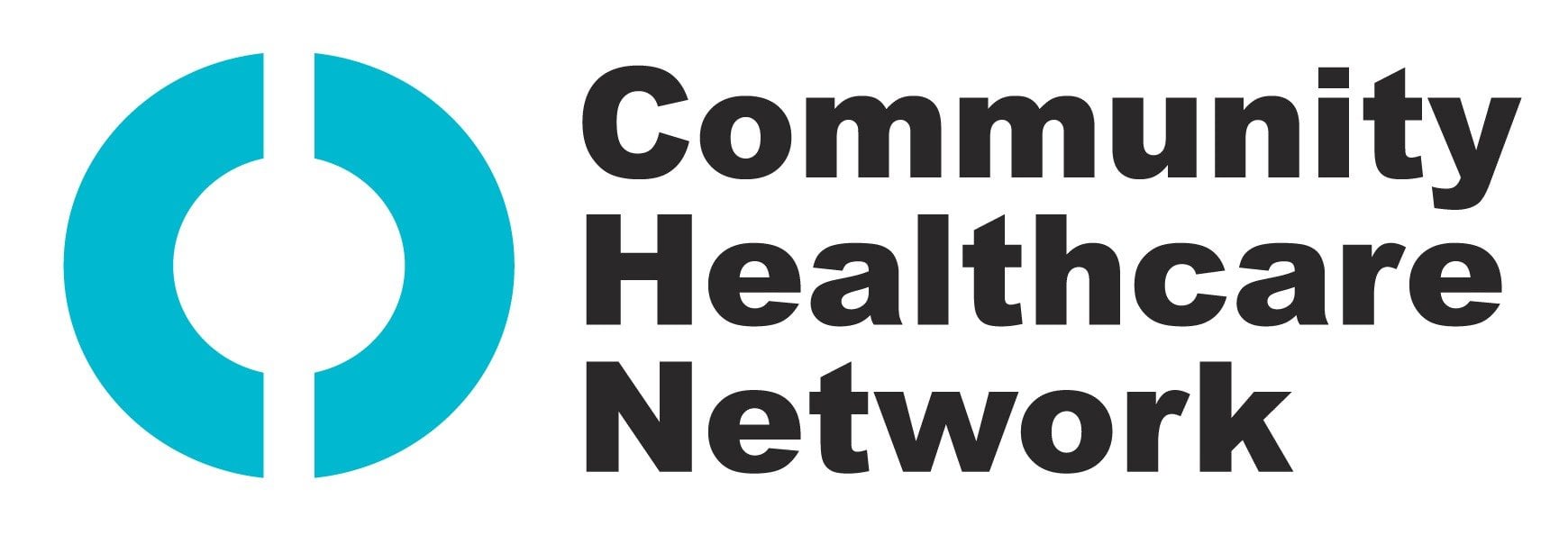 Community Healthcare Network logo featuring a blue circular symbol with an open gap on the left, alongside the organization’s name in bold black letters on a white background.