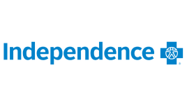 Blue text reads "Independence" next to a blue cross logo with a stylized human figure inside a circle, representing the Independence Blue Cross health insurance company. The background is white.