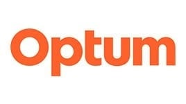 The image shows the Optum logo with the word "Optum" written in bold, orange letters on a white background.