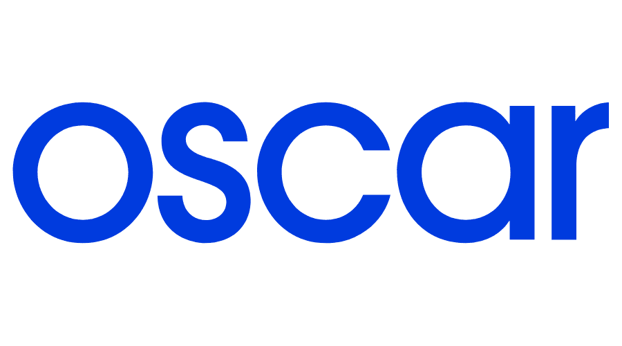 The word "oscar" is written in bold, lowercase, blue letters on a white background.