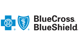Blue Cross Blue Shield logo with a blue cross and blue shield icon, each containing a white health symbol, next to the words “BlueCross BlueShield” in black text.
