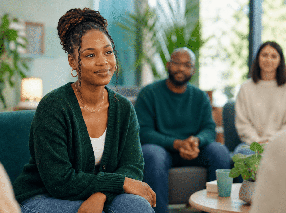 Woman in group therapy for bipolar disorder treatment in Wayne PA