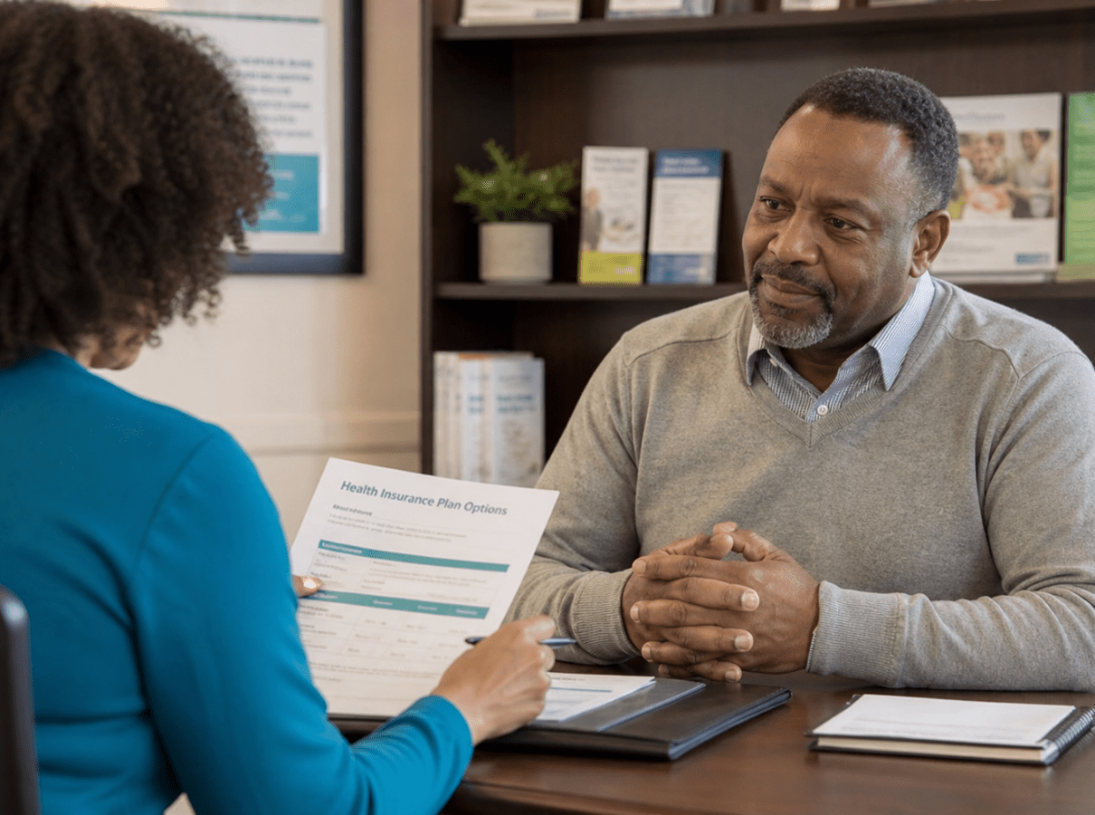 African American man reviewing BlueCross BlueShield insurance coverage for mental health treatment in Pennsylvania