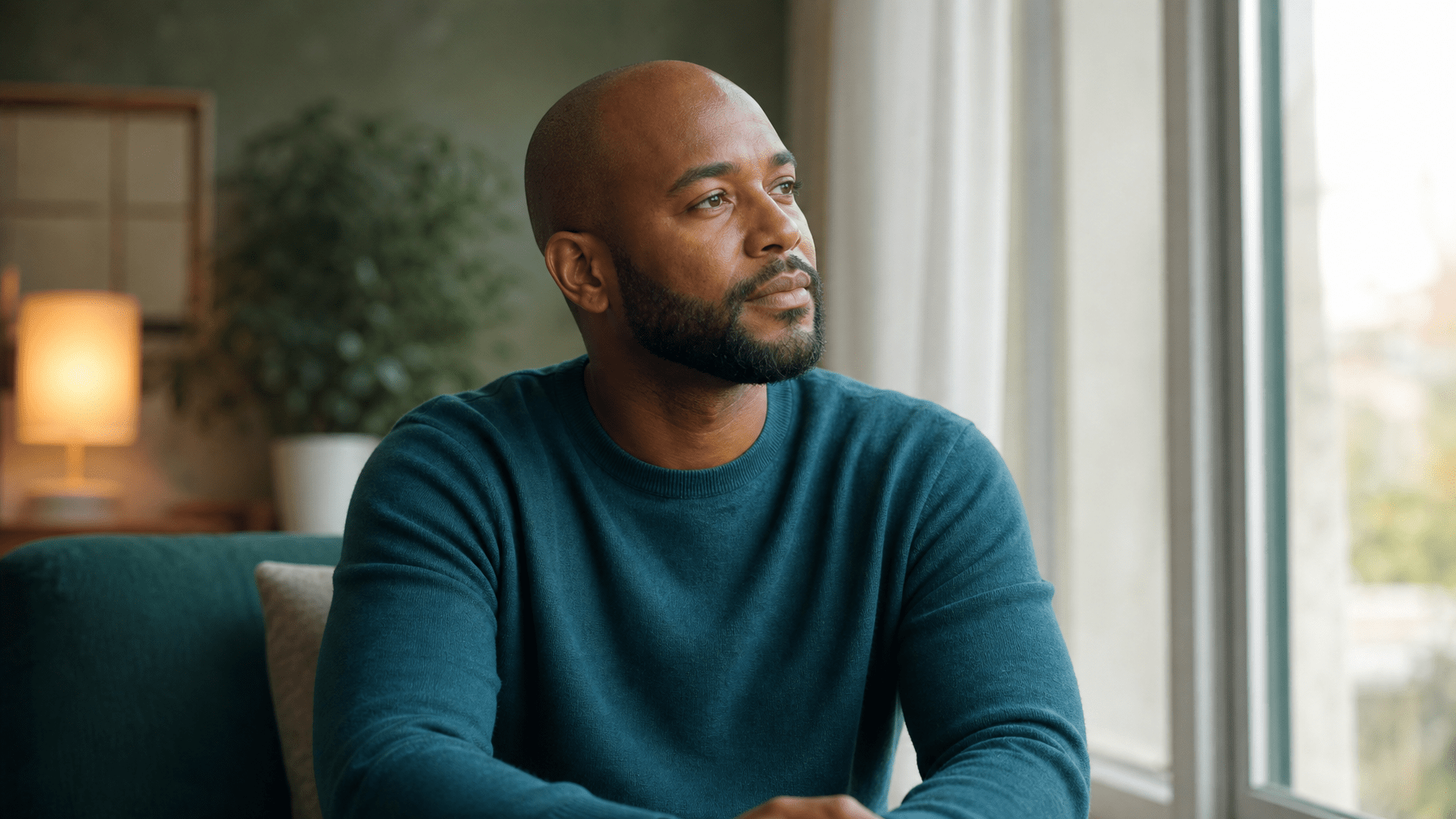Man sitting by a window reflecting on whether he needs mental health treatment in Pennsylvania