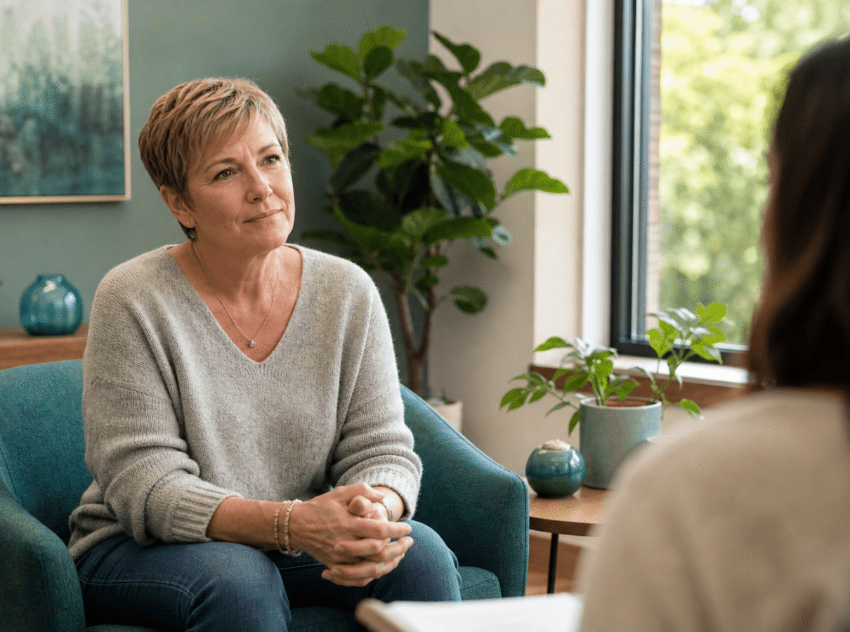 Woman in therapy session for PTSD treatment at Provive Wellness in Wayne PA serving Chester and Delaware County